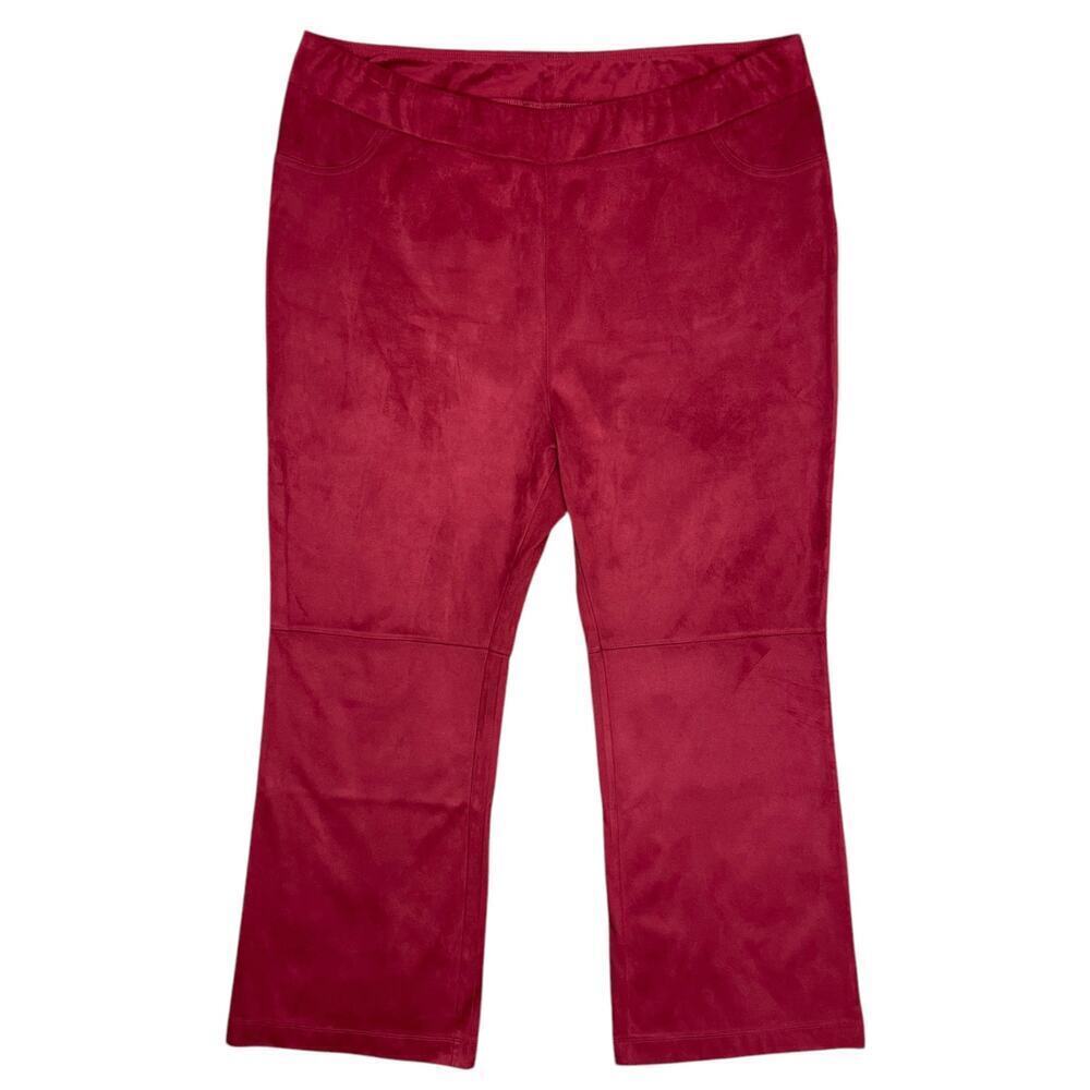 Soft Surroundings Faux Suede Pull On Bootcut Pants Moroccan Red XL Petite NEW - Picture 2 of 11